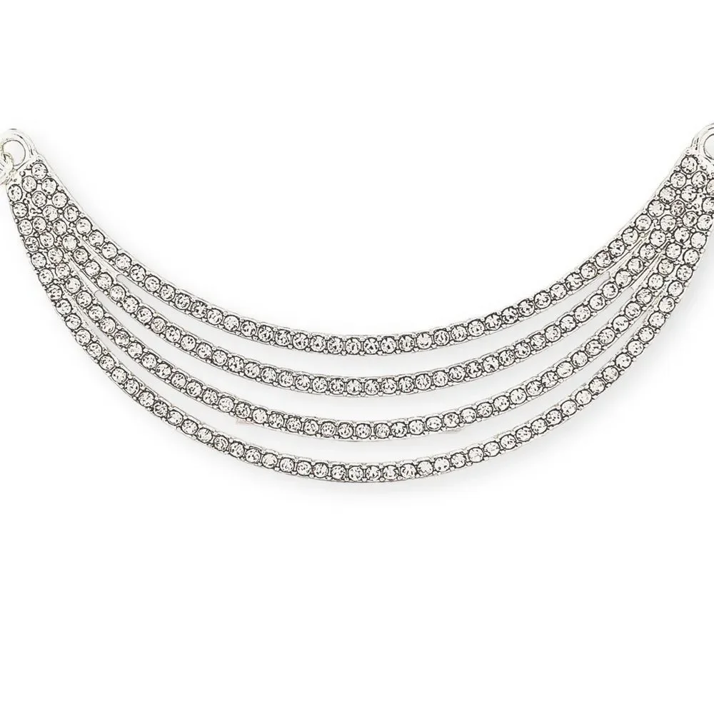 Silver Tone Rhinestone Bib Necklace - NWT